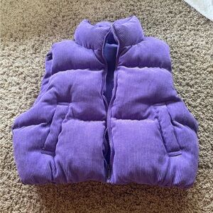 purple corduroy small sleeveless cropped puffer